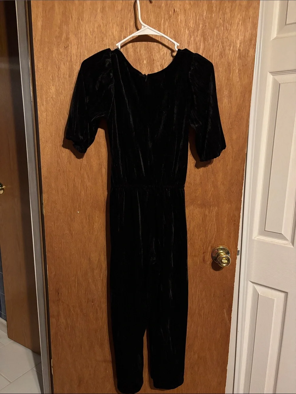 Cat & Jack Black Velvet Puff-Sleeve One-Piece